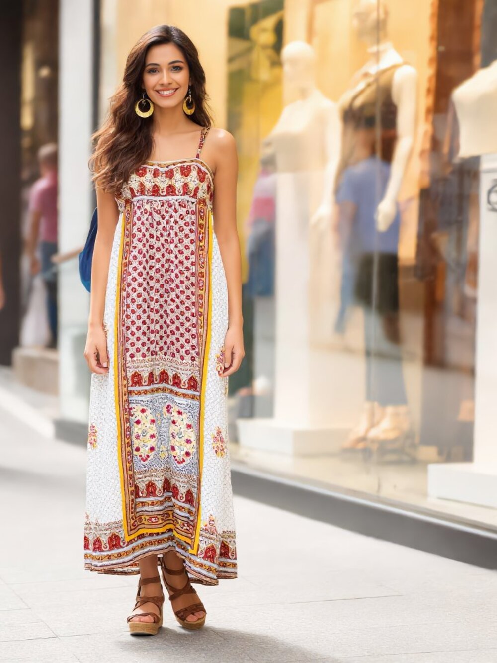 NWT Boston Proper Muse Paisley Border Print Maxi Dress Spaghetti Strap Size 2